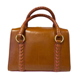 The Bridge - Bauletto in pelle con manici intrecciati, Marrone Cognac