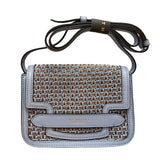 The Bridge - Tracollina in cuoio e filo di cotone linea Lucrezia SS26, Azzurro