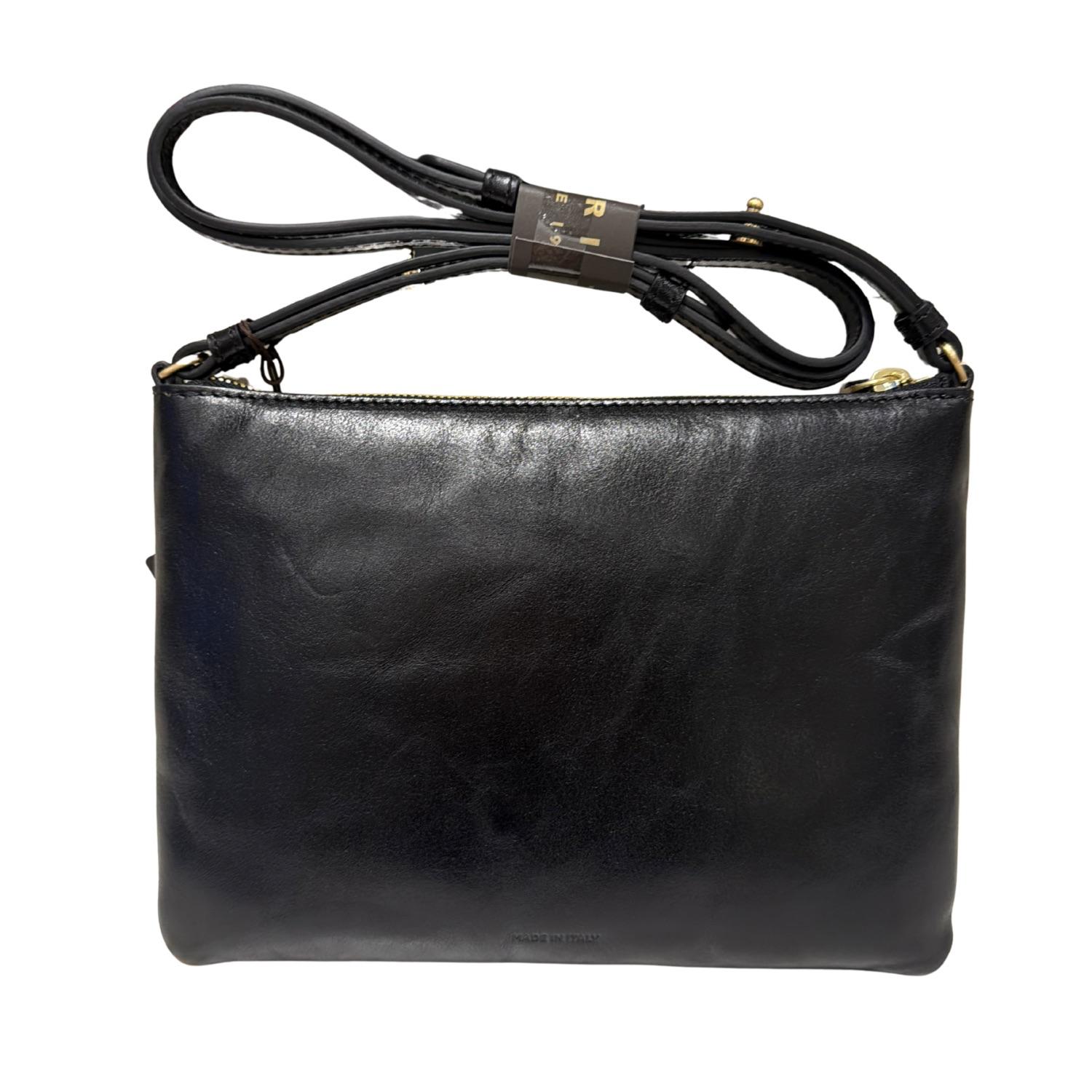 The Bridge - Borsa a Tracolla Donna in Pelle di Vitello – Linea Frida con Zip, Nero