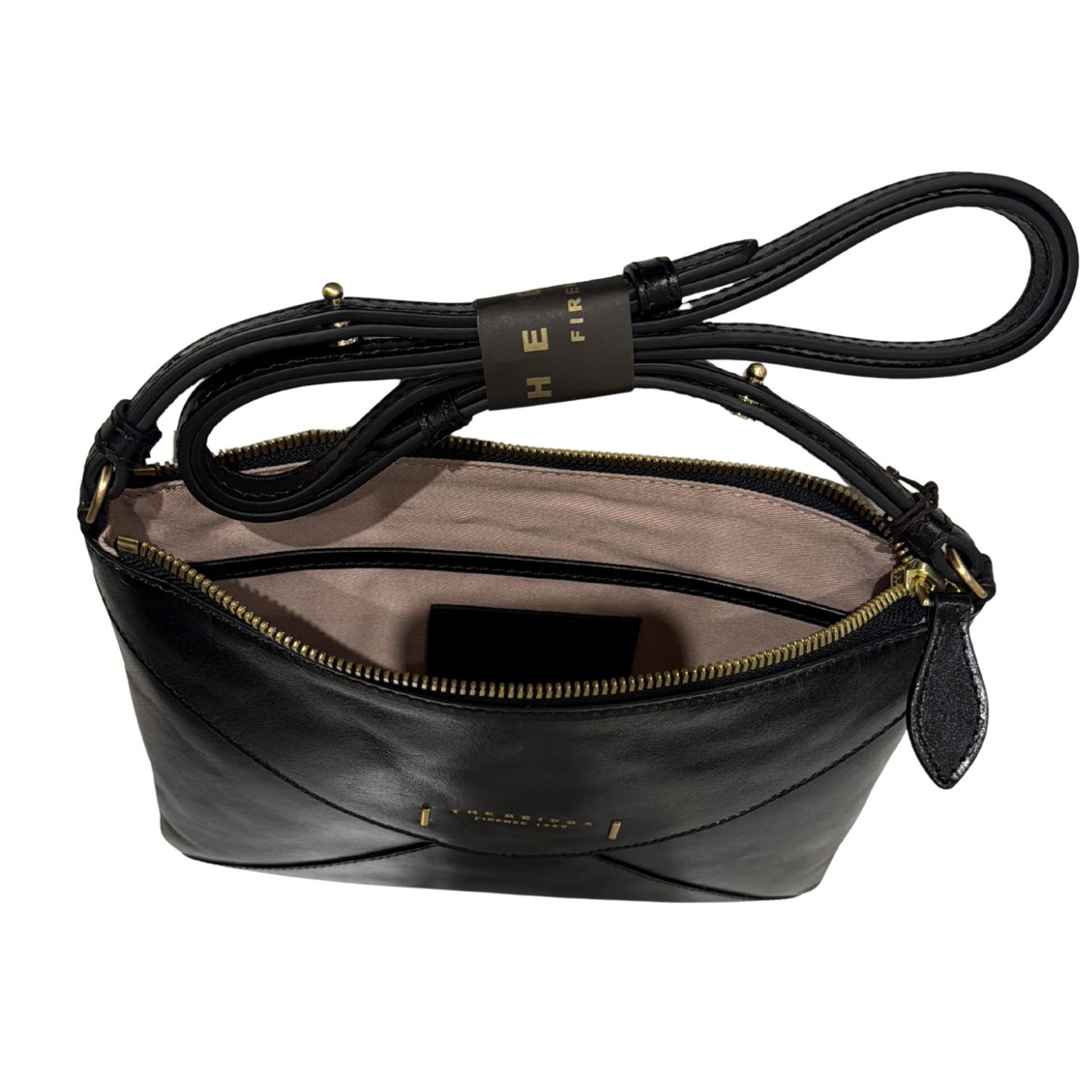 The Bridge - Borsa a Tracolla Donna in Pelle di Vitello – Linea Frida con Zip, Nero