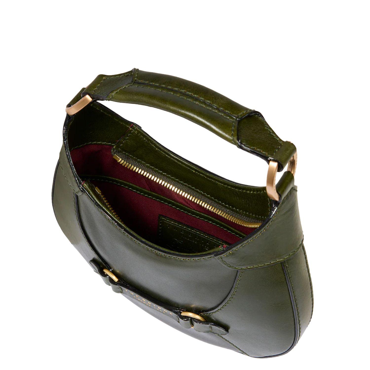 Borsa pelle donna piccola con tracolla removibile Isabella, Verde Scuro