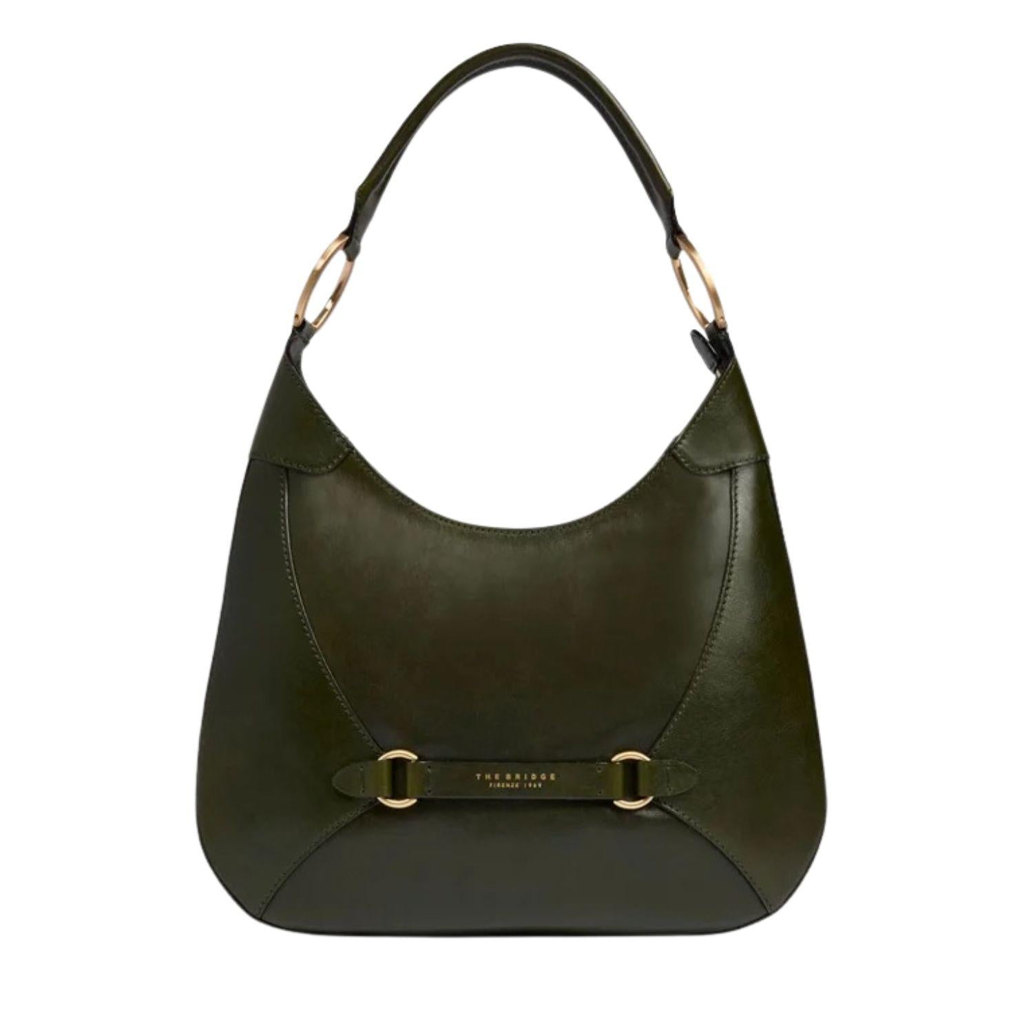 The Bridge - Borsa Hobo in pelle, Verde Scuro