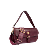 Borsa a spalla in pelle grande con patta frontale Isadora, Bordeaux
