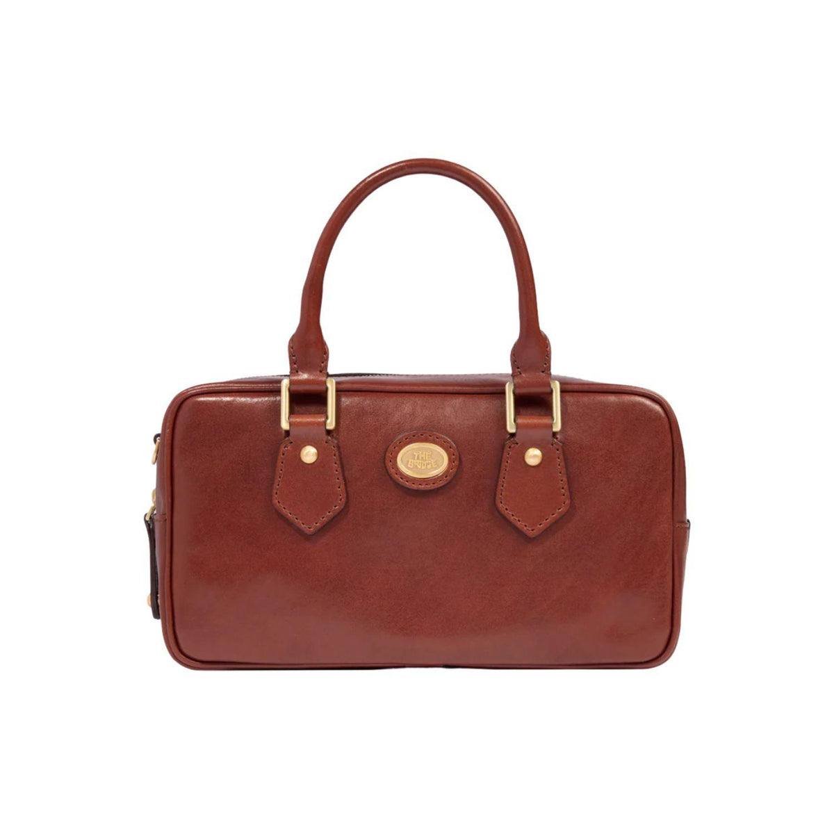 Bauletto medio in pelle con tracolla removibile, Marrone