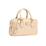 Bauletto medio in pelle con tracolla removibile, Beige
