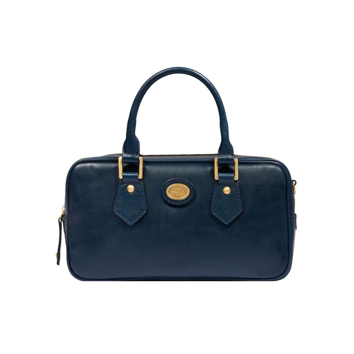 Bauletto medio in pelle con tracolla removibile, Blu Oltremare