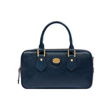 Bauletto medio in pelle con tracolla removibile, Blu Oltremare