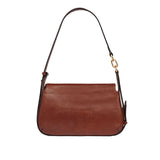 Borsa a tracolla in pelle con chiusura e zip frontale Ingrid, Marrone