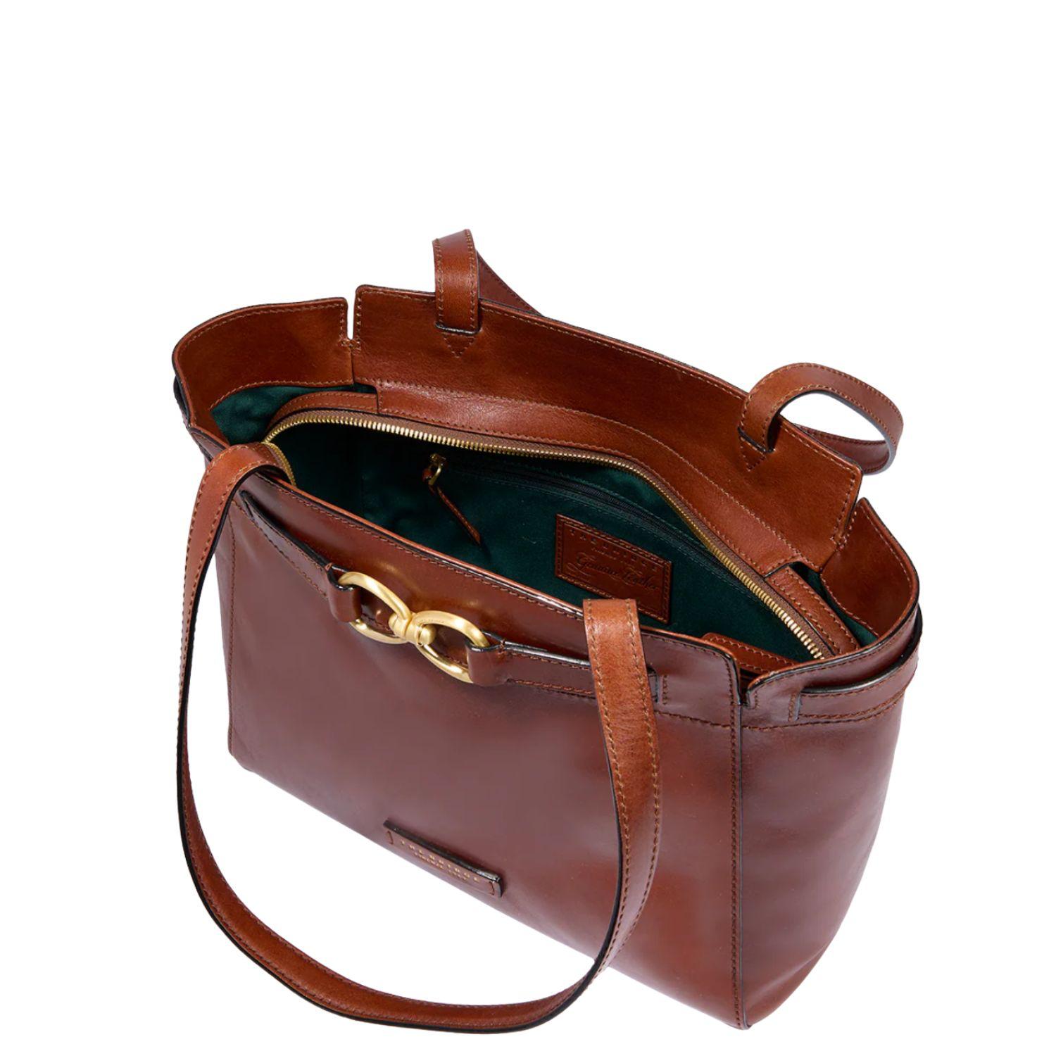 Borsa shopper in pelle Isotta, Marrone