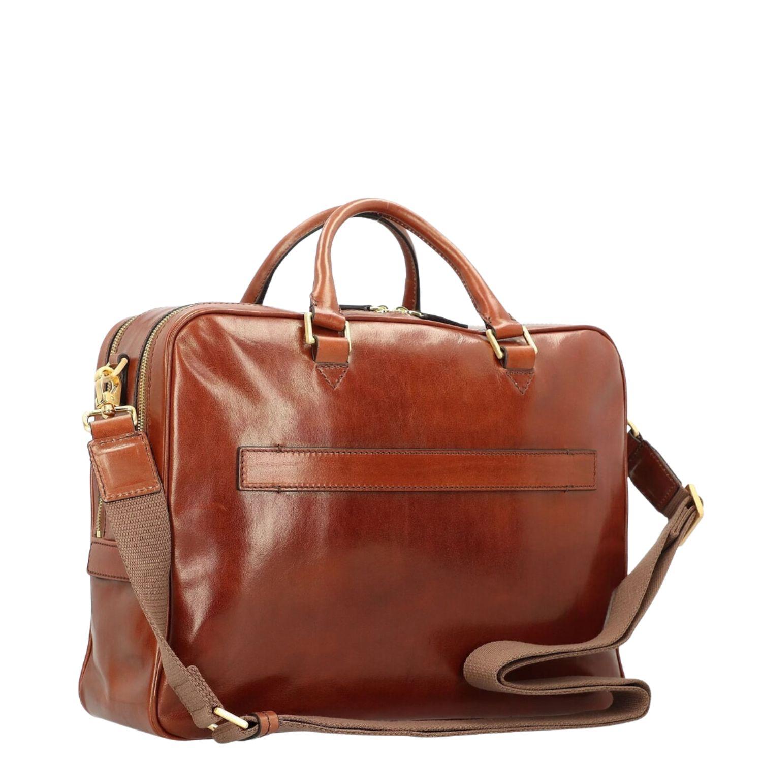 The bridge - Cartella da lavoro con doppio scomparto in pelle linea story, Marrone