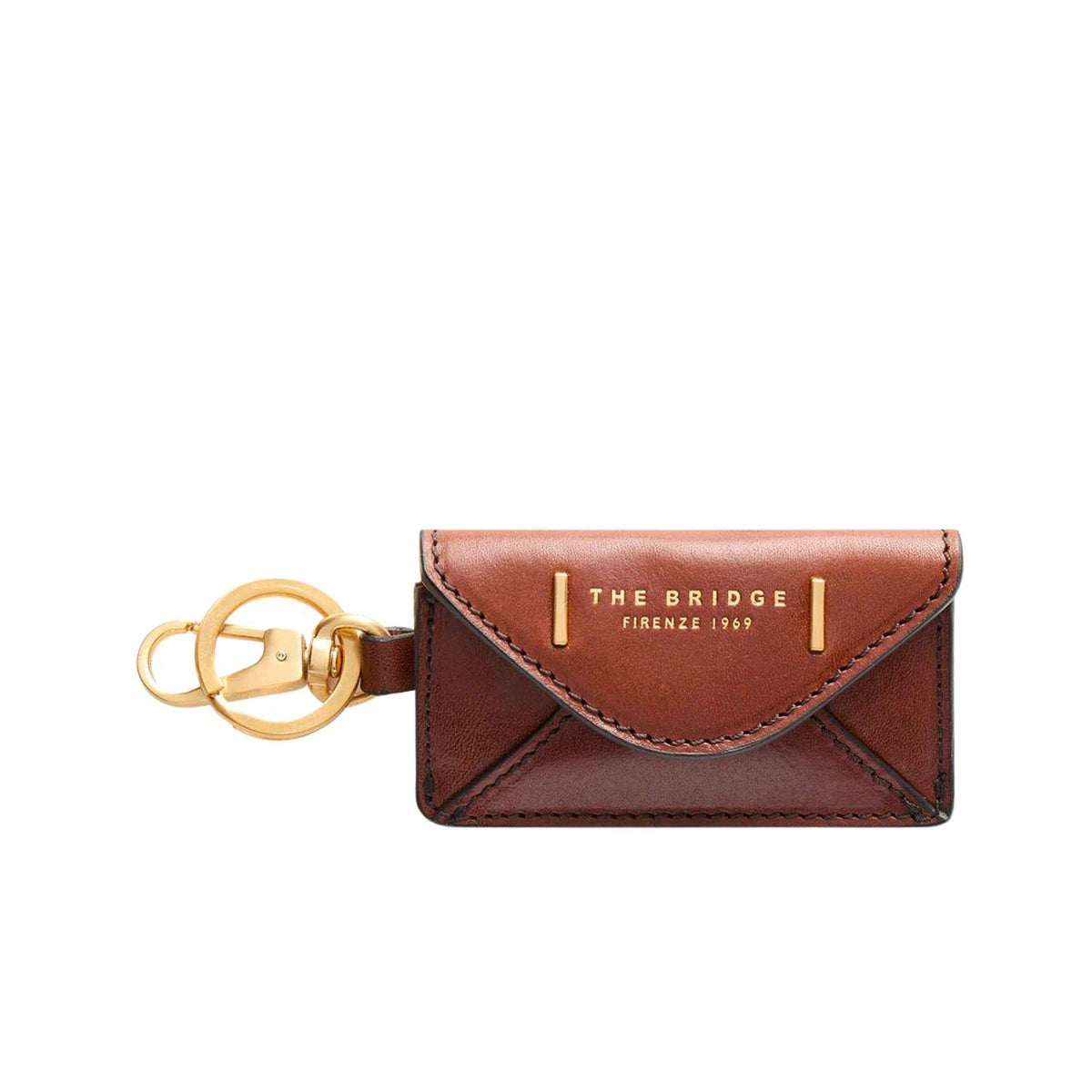 The Bridge - Portachiavi in pelle a forma di busta con bottone, Marrone