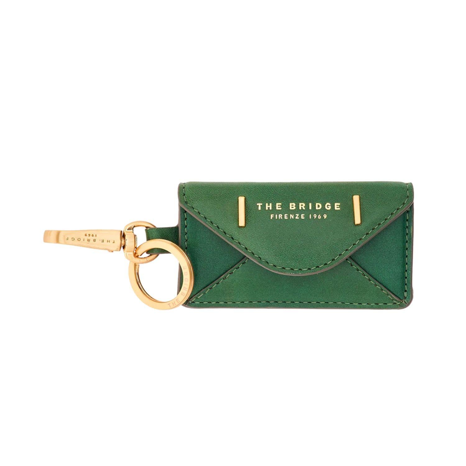 Portachiavi in pelle a forma di busta con bottone, Verde Menta