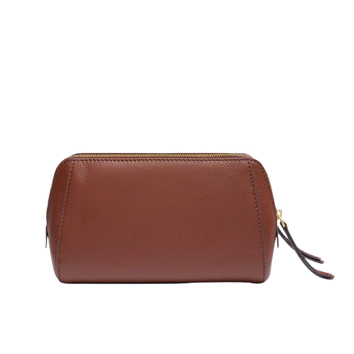 The Bridge - Beauty case  doppia zip in pelle Ines, Marrone