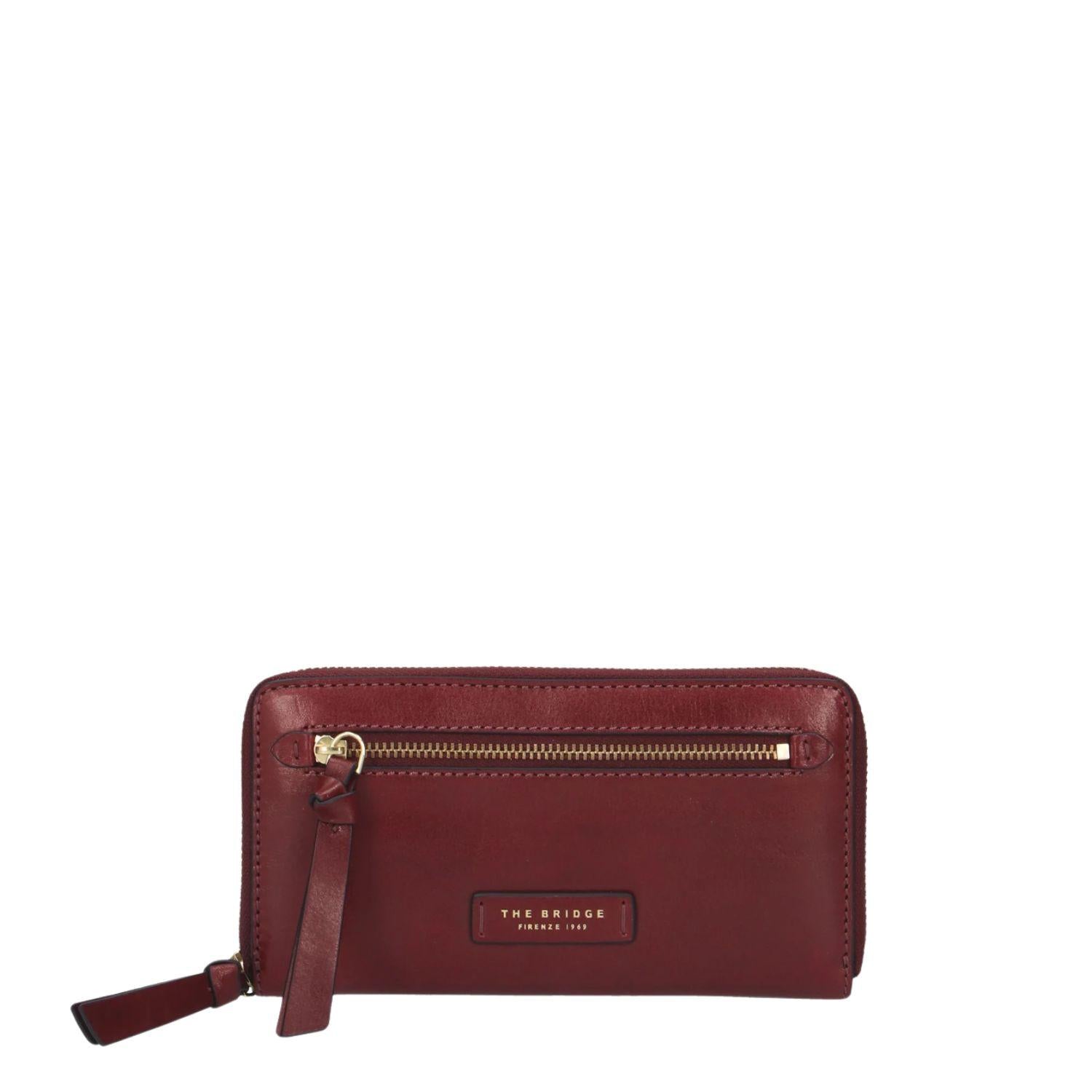The bridge - Portafoglio con zip around in pelle linea Ingrid, Bordeaux
