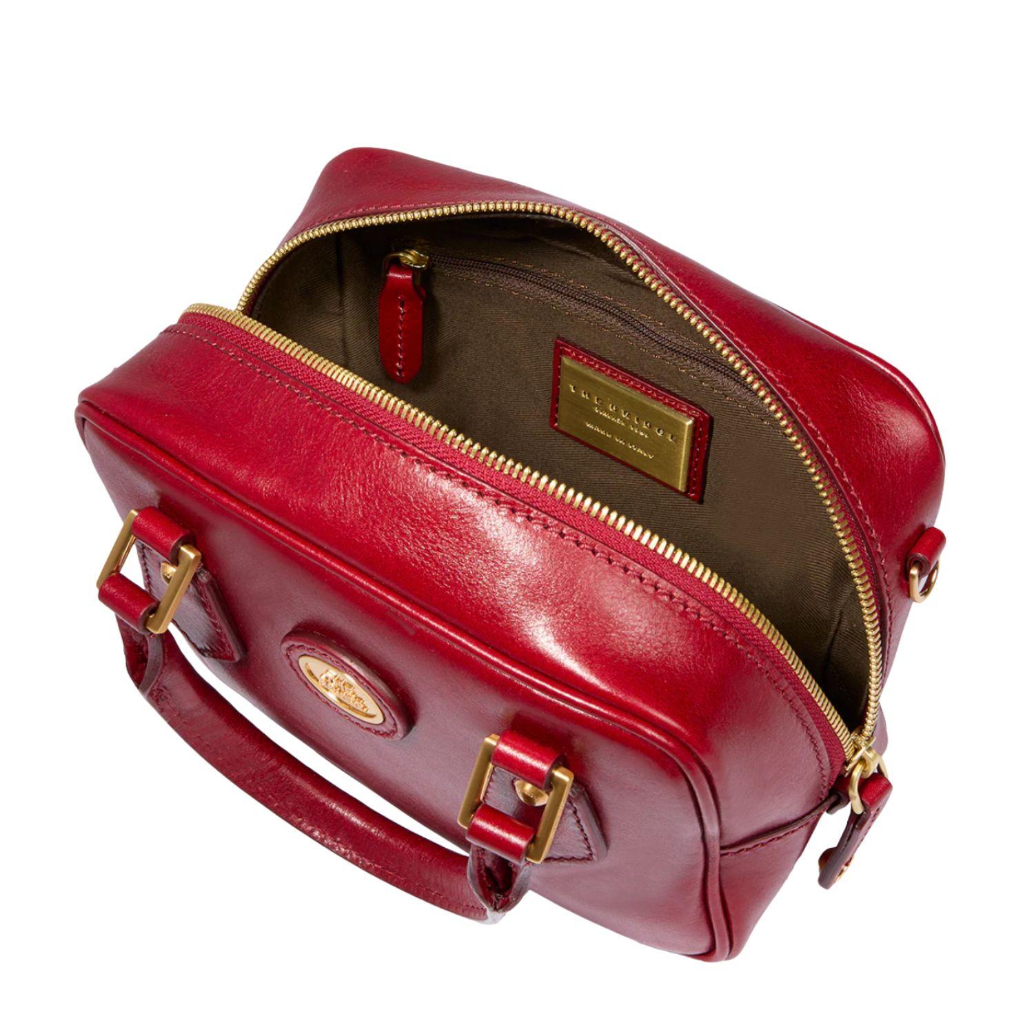 Bauletto piccolo in pelle con tracolla removibile, Rosso