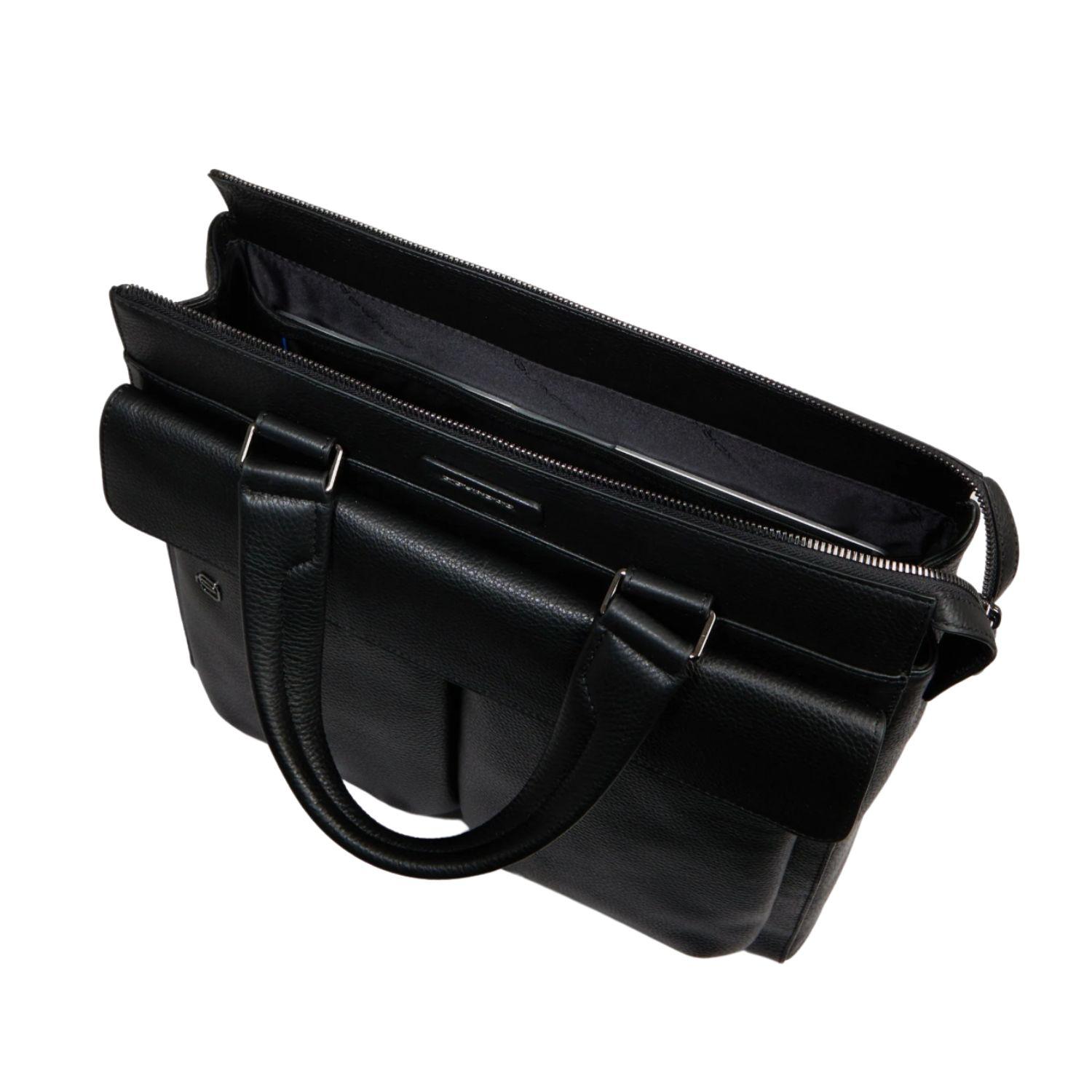 Piquadro - Tote bag porta PC 13'3 in pelle martellata linea Mos, Nero