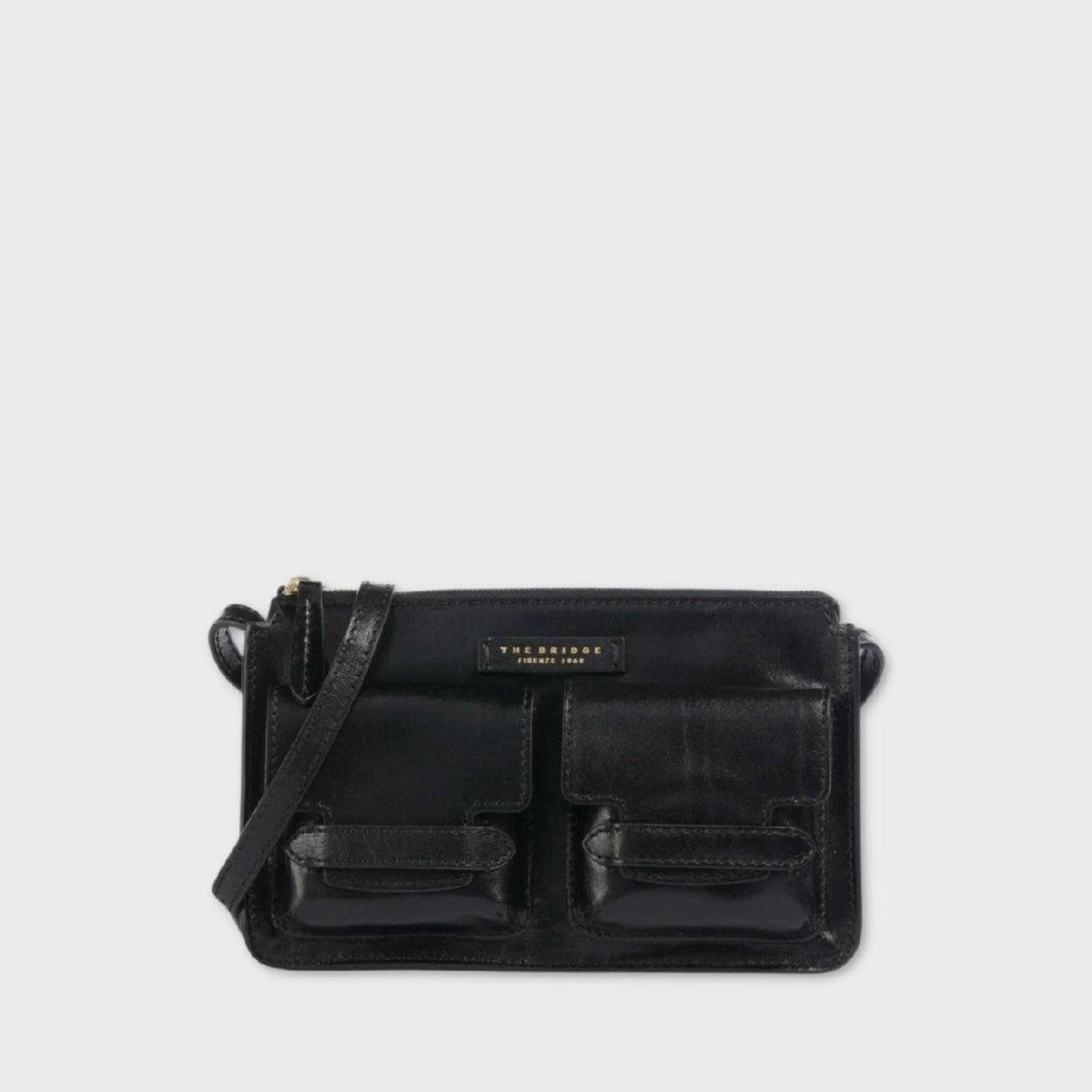 THE BRIDGE - Borsa a tracolla con zip e tasche esterne, Nera