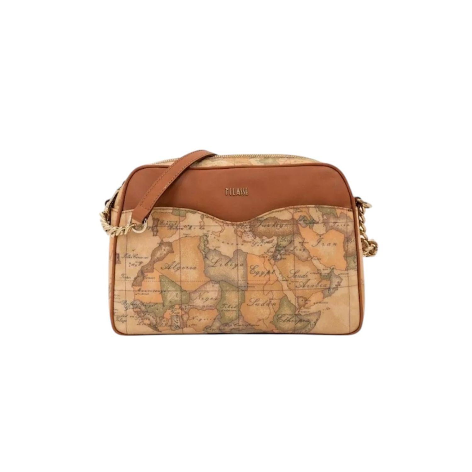 ALVIERO MARTINI - Borsa con tracolla in metallo e zip Geo Classic D094, Beige