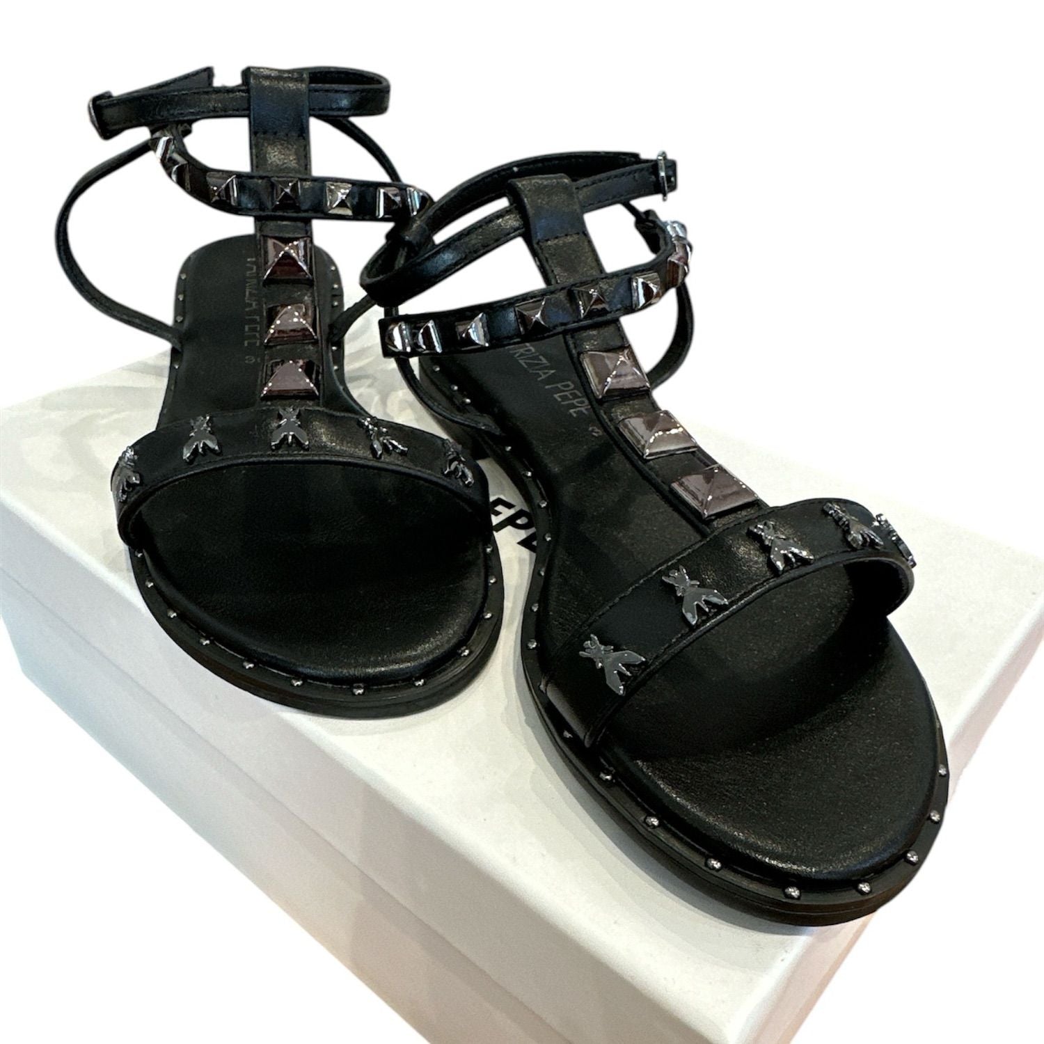 PATRIZIA PEPE - N.38 Sandalo con borchie Argento, Nero