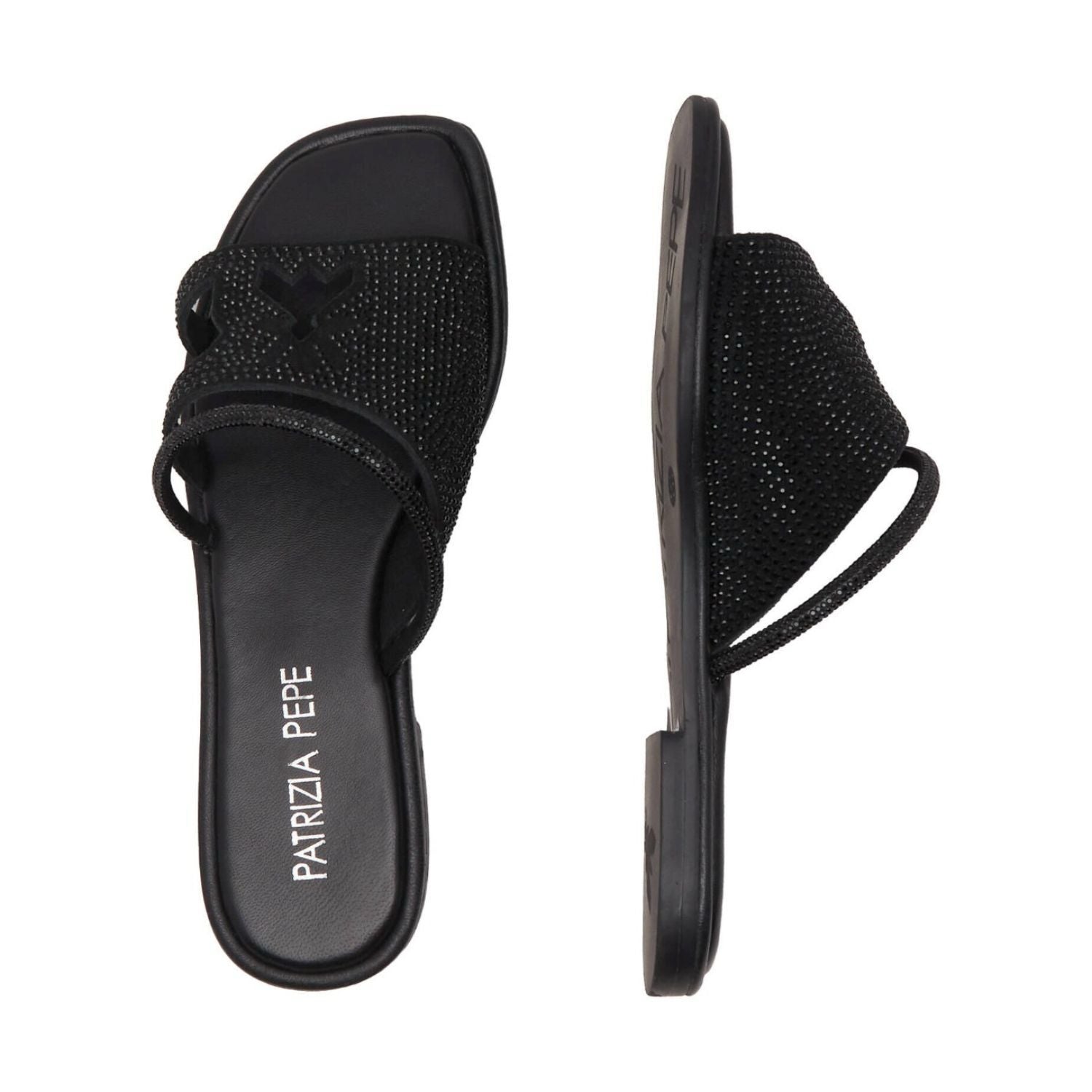PATRIZIA PEPE - N 37 Ciabattina in pelle con strass, Nero