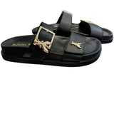 PATRIZIA PEPE - N.36 Ciabatta doppia fascia in pelle, Nero 