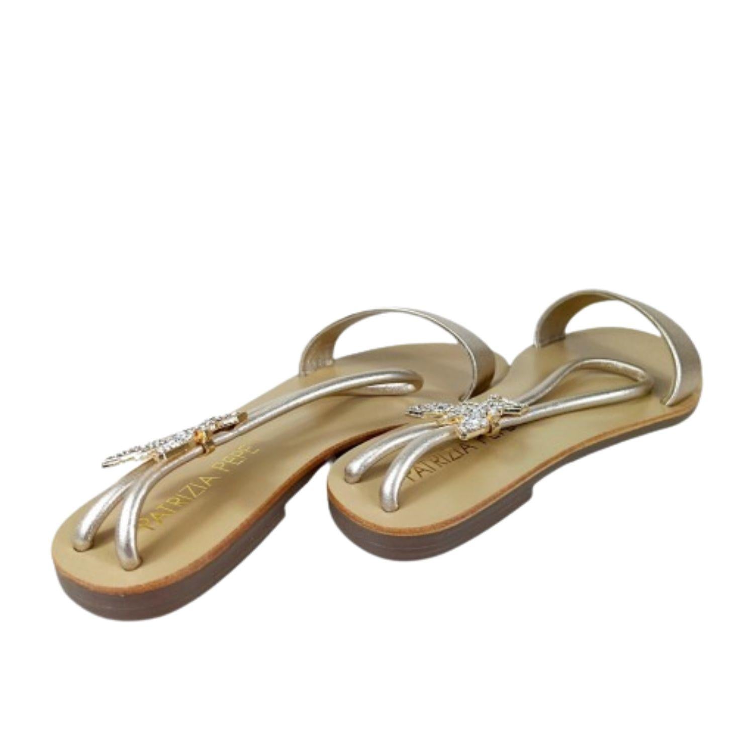 PATRIZIA PEPE - Sandalo Gioello N. 36, Platino oro 