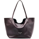 Shopping bag in pelle con pochette interna, Viola