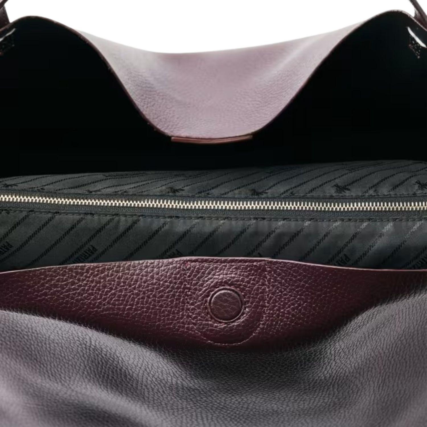 Shopping bag in pelle con pochette interna, Viola