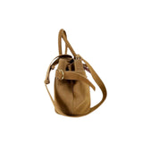 Borsa due manici con tracolla in suede, Naturale