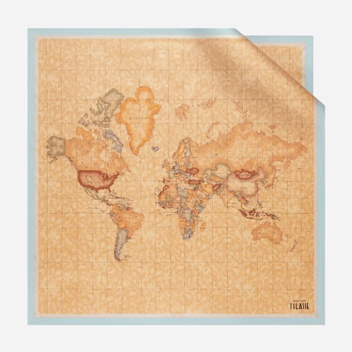 Foulard in seta Geo Classic 90x90, Azzurro Artico