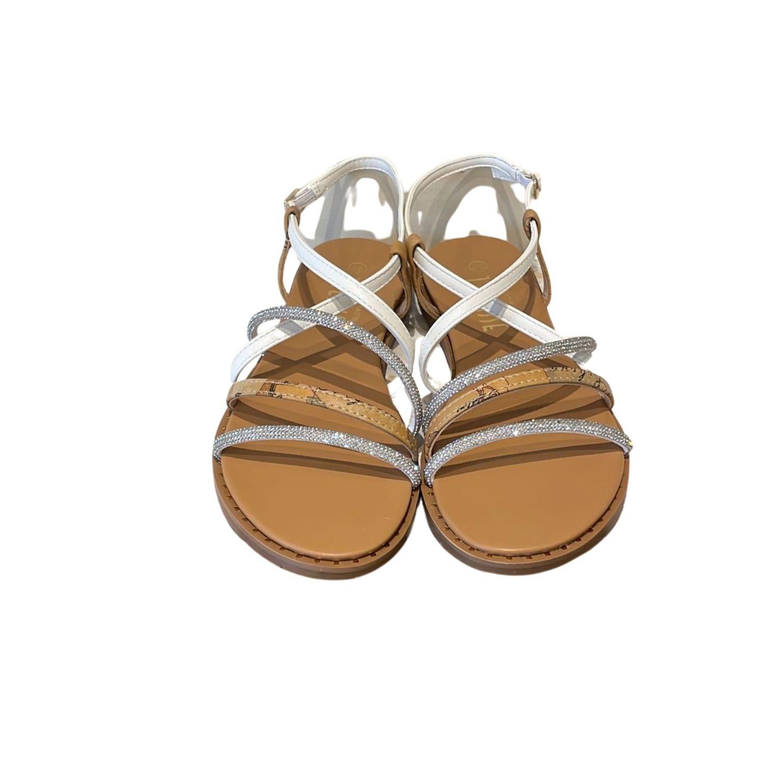 Alviero Martini - N.37 Sandali bassi con Stampa Geo e Glitter Estate 2026, Naturale