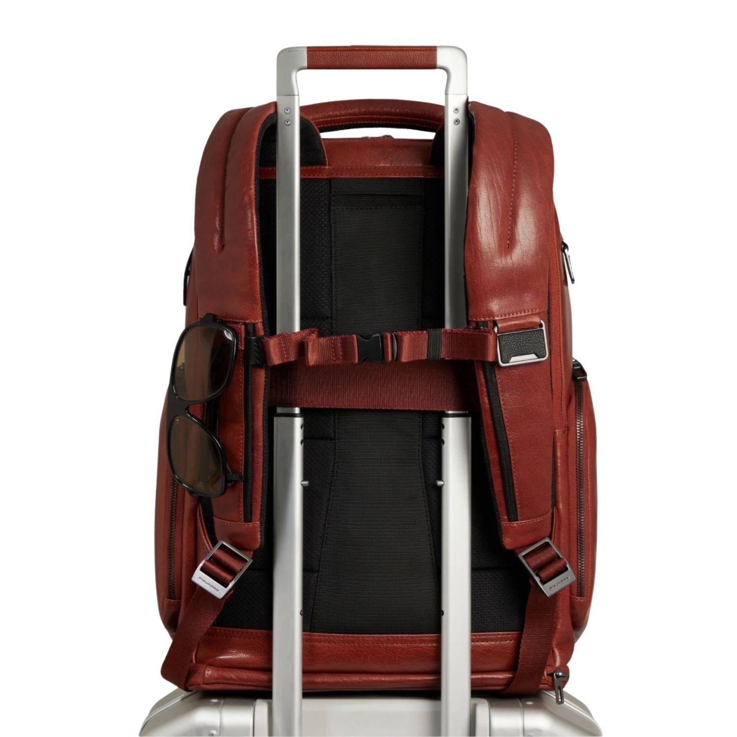 Piquadro - Zaino in pelle 15,6 porta pc SS26, Marrone