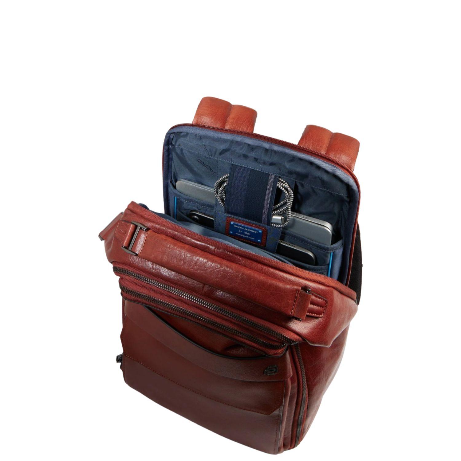 Piquadro - Zaino  in pelle porta pc 14' pollici SS26, Marrone