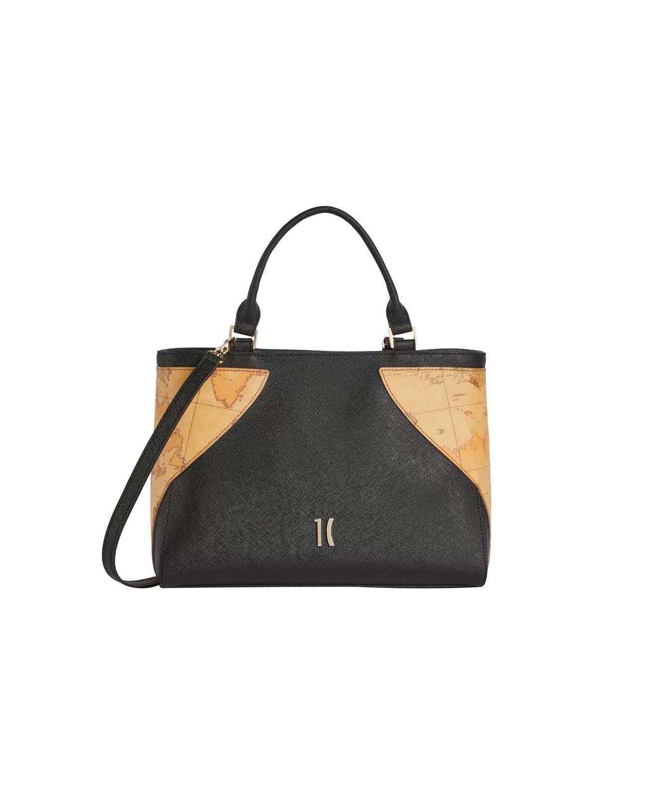  ALVIERO MARTINI - Borsa a mano con tracolla in tessuto goffrato Flying City, Nero