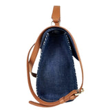 ALVIERO MARTINI - Borsa in denim logato con patta e tracolla, Blue Jeans
