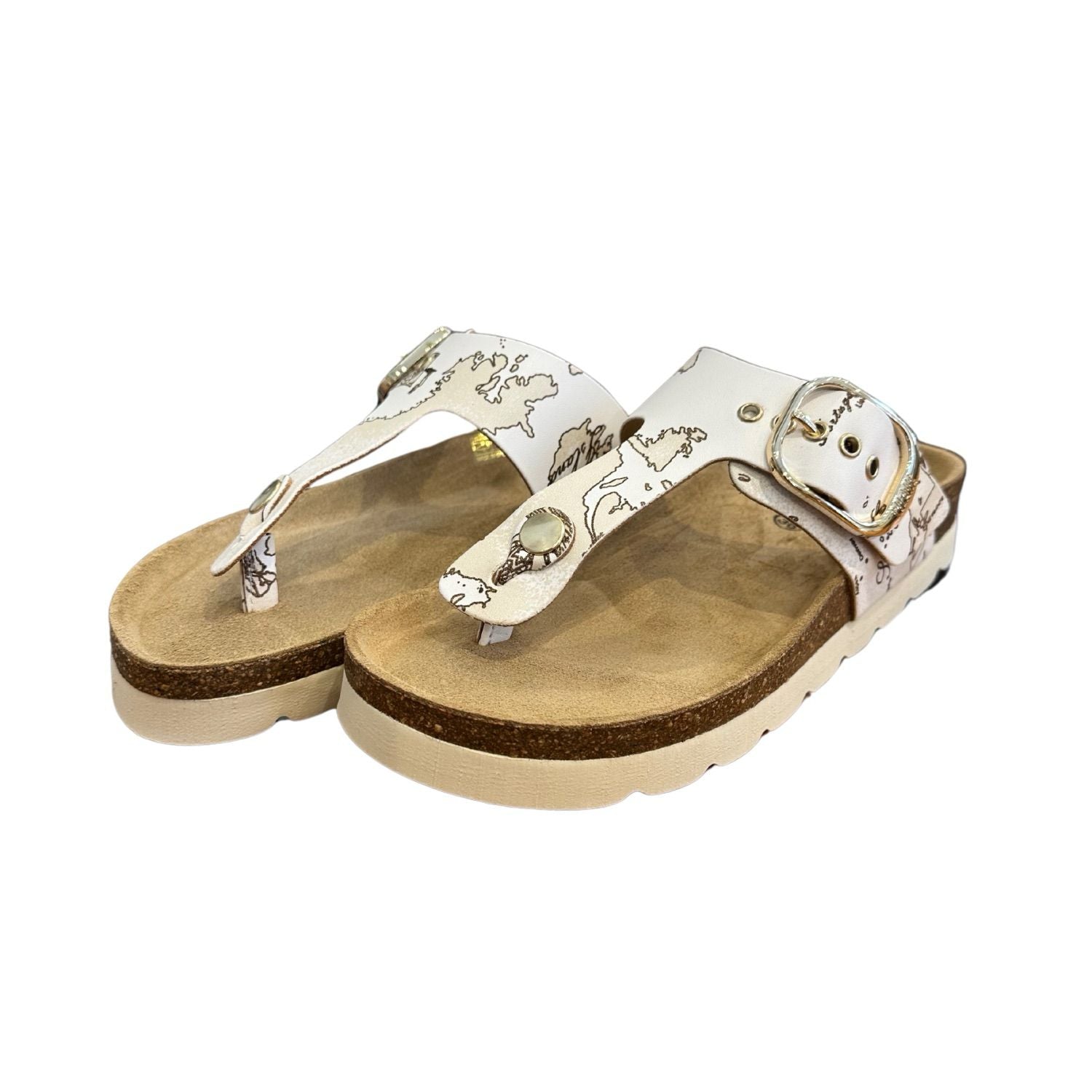 ALVIERO MARTINI - N.41 Infradito in pelle Geo White, Bianco