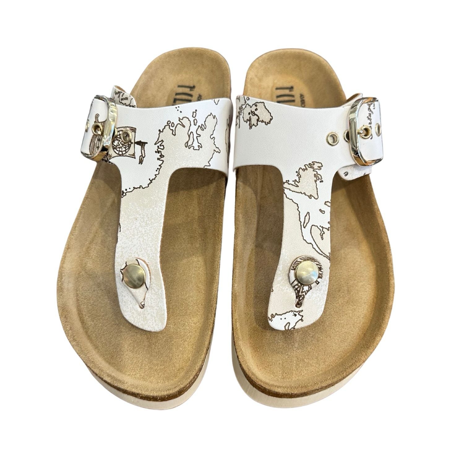 ALVIERO MARTINI - N. 38 Infradito in pelle Geo White, Bianco