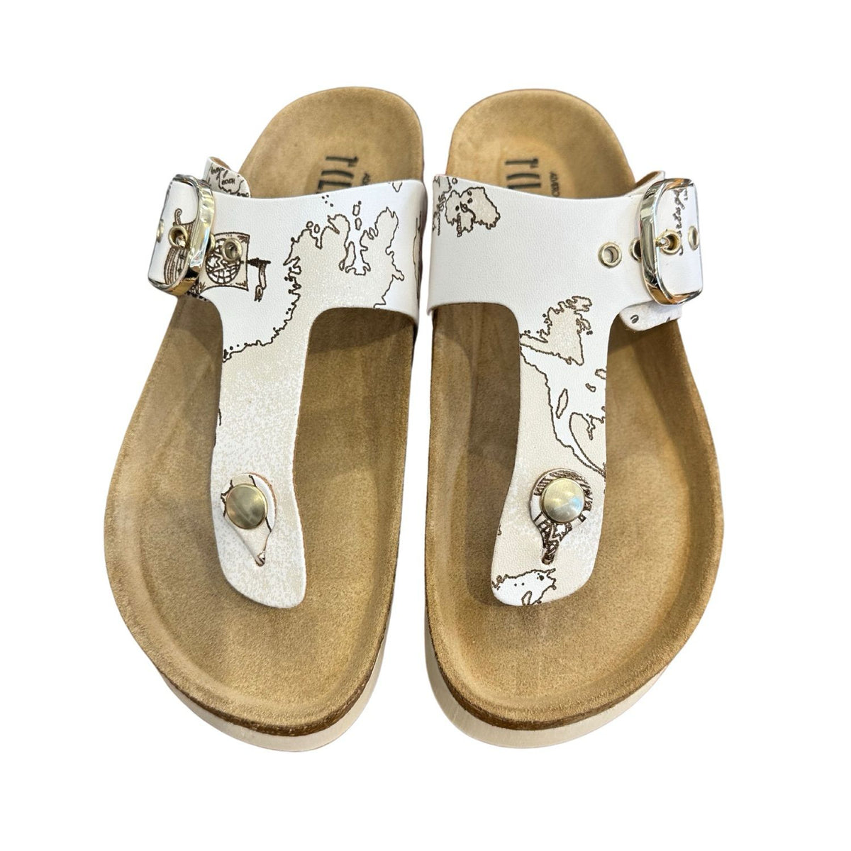 ALVIERO MARTINI - N. 38 Infradito in pelle Geo White, Bianco