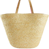 ALVIERO MARTINI - Shopper grande in paglia con scritta Logo bubble pink, Beige 