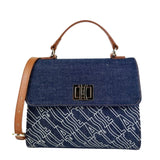 ALVIERO MARTINI - Borsa in denim logato con patta e tracolla, Blue Jeans