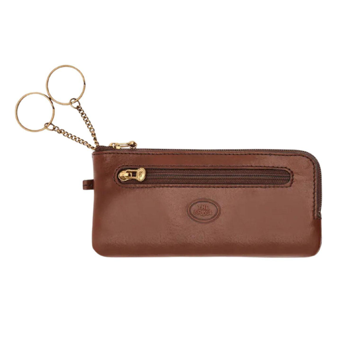 THE BRIDGE - Astuccio Portachiavi Story grande con zip in pelle Cuoio