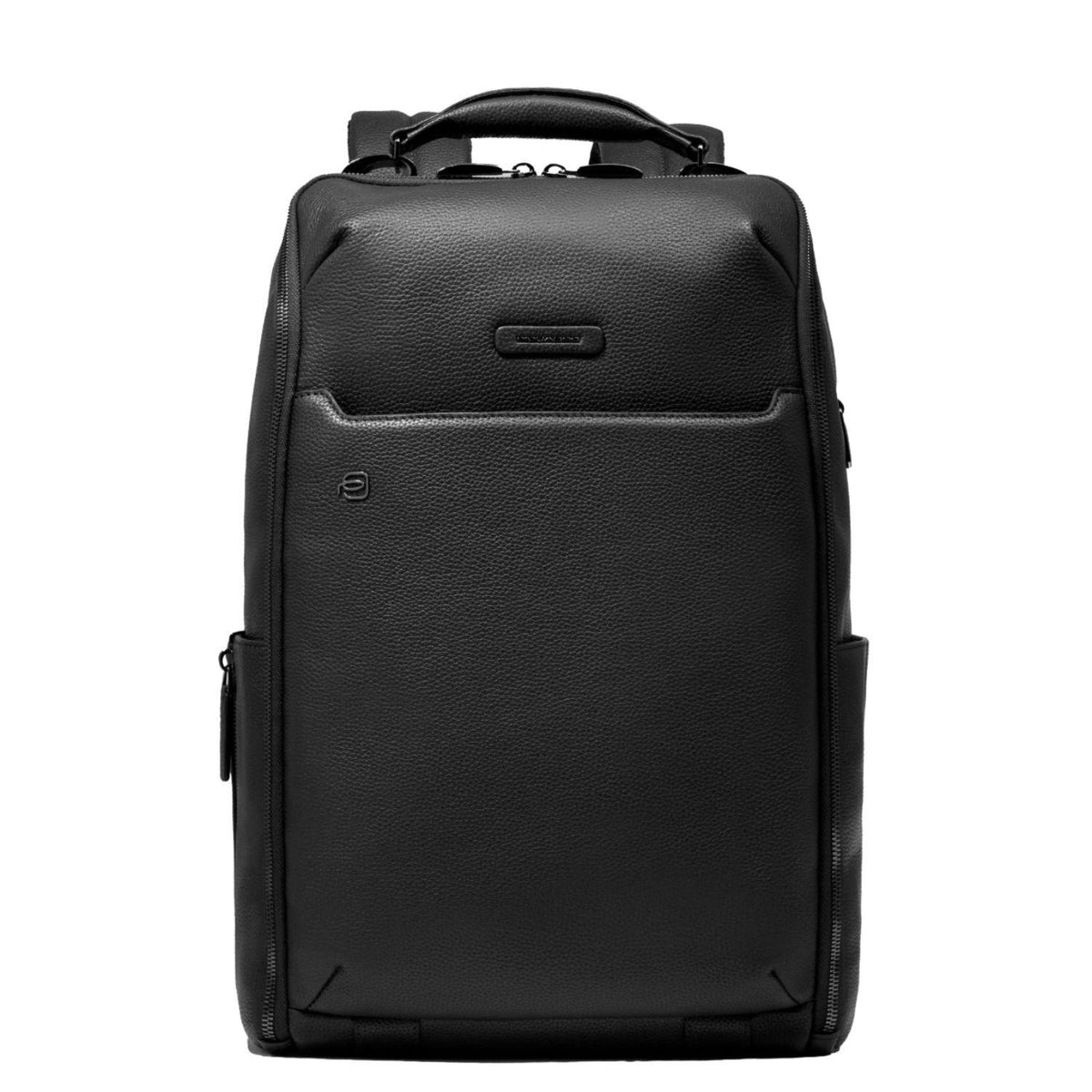 Piquadro - Zaino da viaggio in pelle con blocco di sicurezza delle impronte digitali, Nero