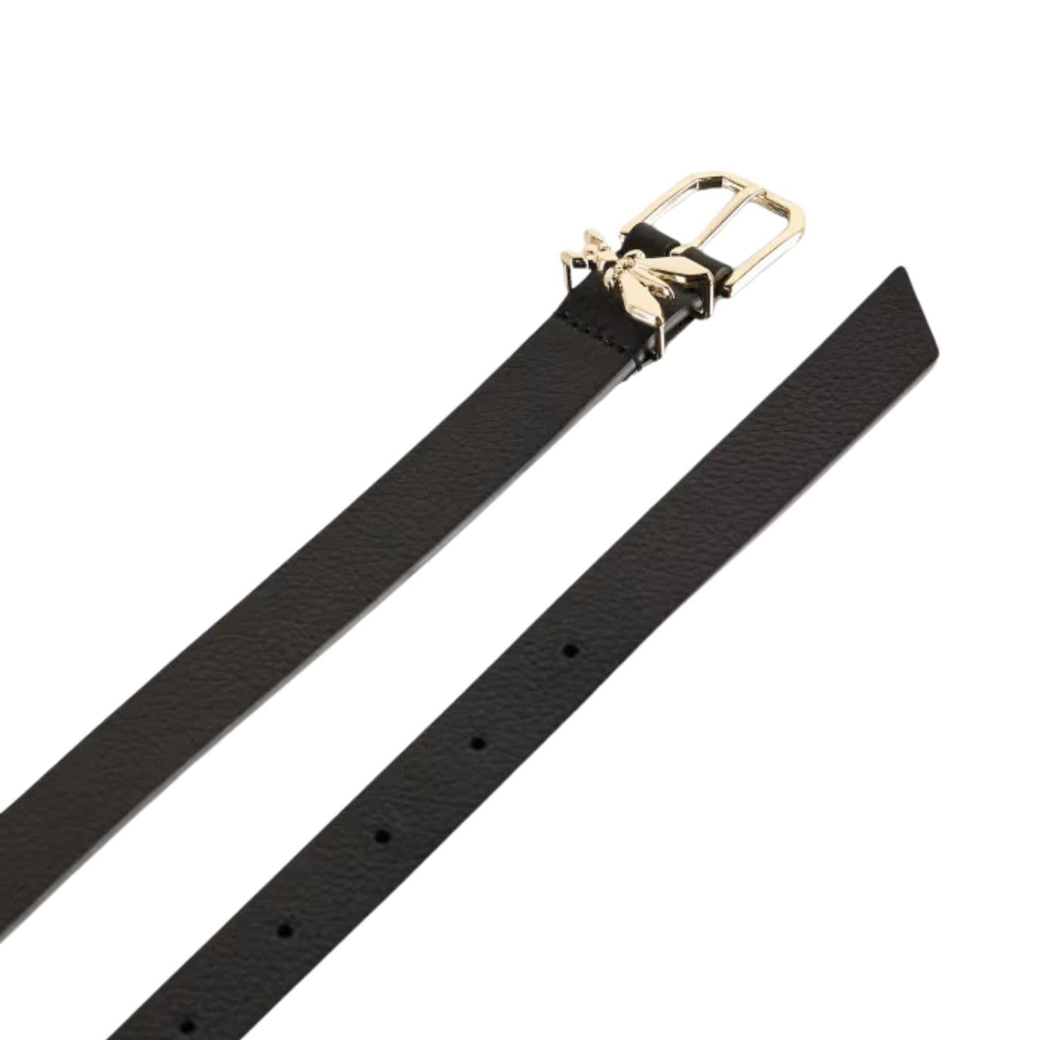Cintura vita bassa in pelle martellata, Nero