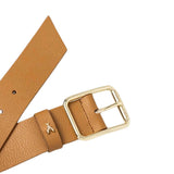 Patrizia Pepe - Cintura alta 4 cm taglia S in pelle martellata, Cuoio con finiture Oro