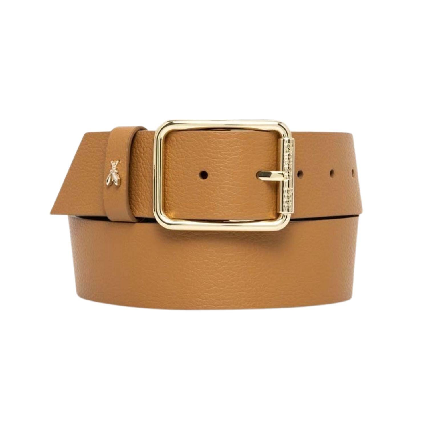 PATRIZIA PEPE - Cintura alta 4 cm taglia L in pelle martellata Cuoio con finiture Oro