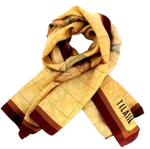 ALVIERO MARTINI 1° CLASSE -Foulard Geo Classic in seta 90 x 90 Burgundy e Geo Classic