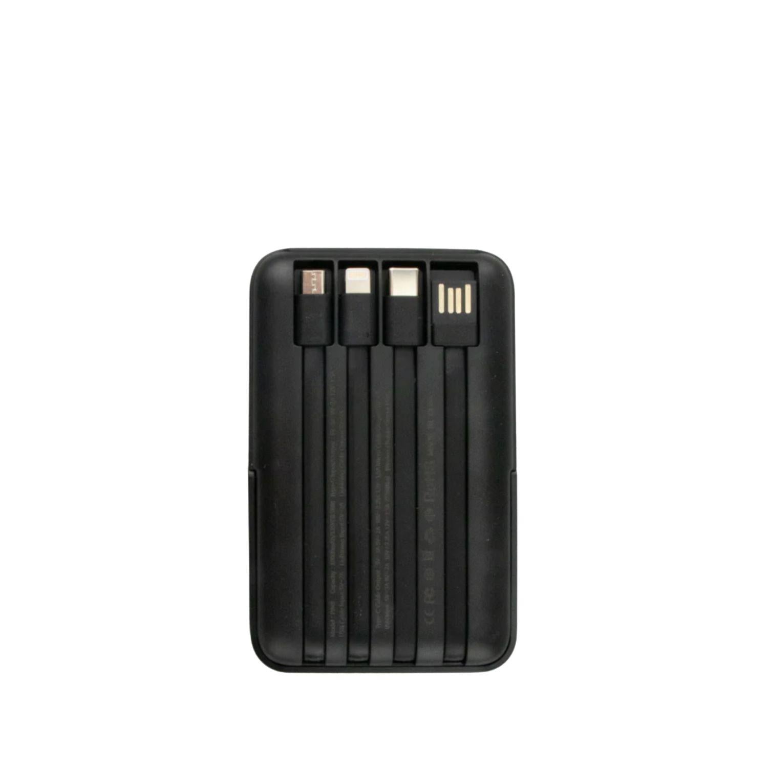 Garzini - Magsafe powerbank con cavi lightning USB-C e Micro-USB, Nero