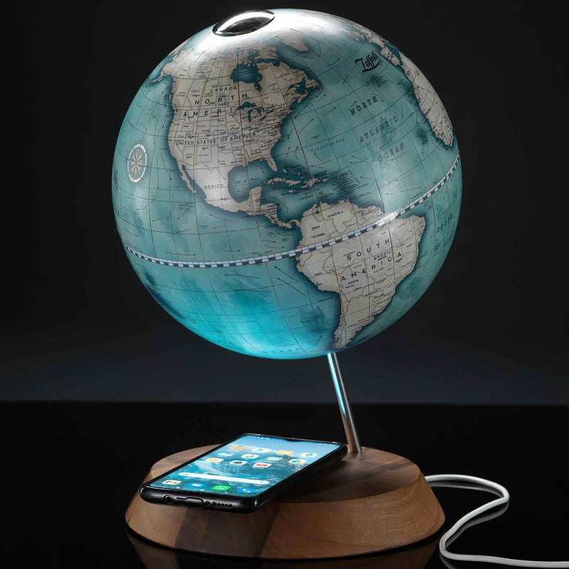 ZOFFOLI - Mappamondo da scrivania con ricarica wireless Bridge Indaco