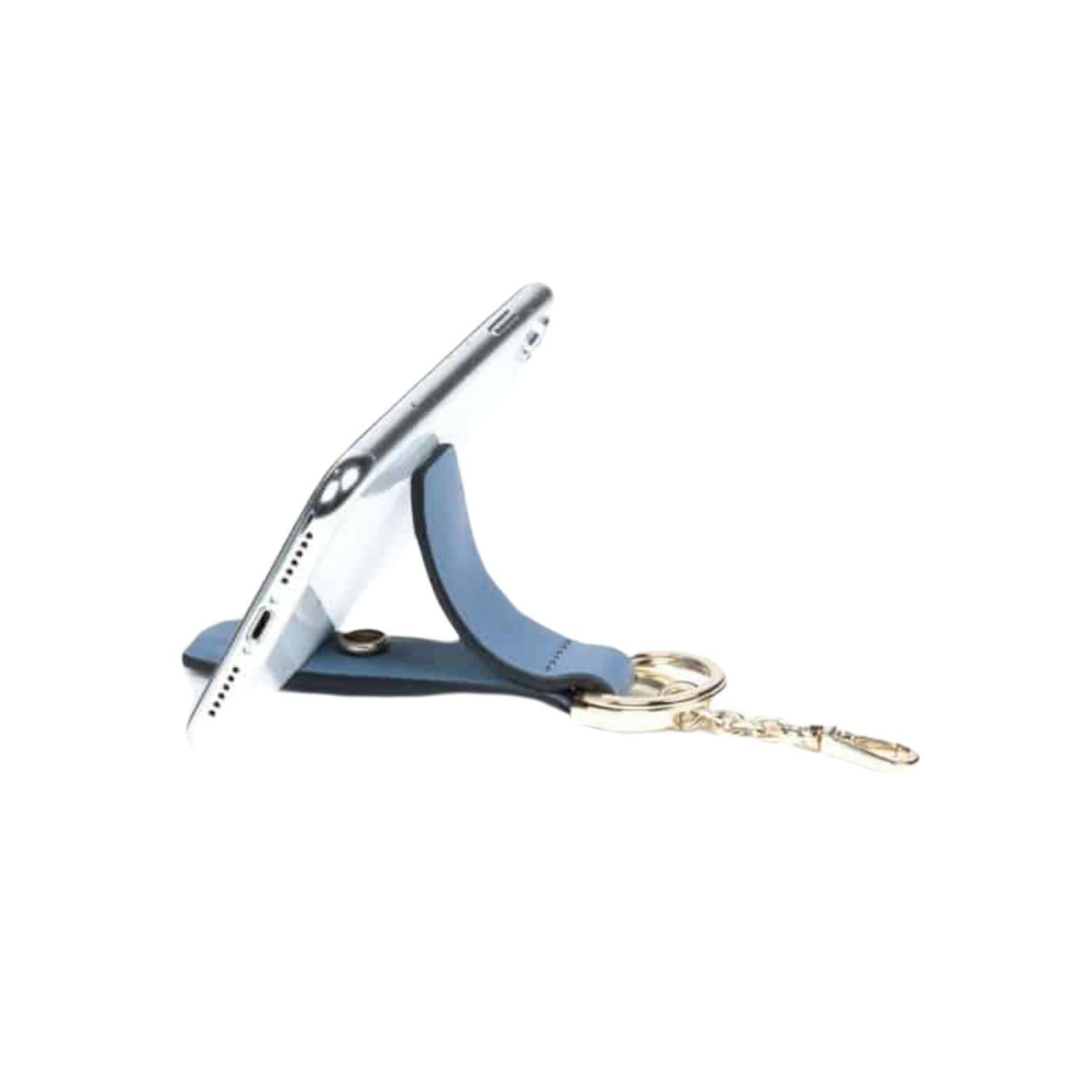 PIQUADRO - Portachiavi con supporto per smartphone, Azzurro