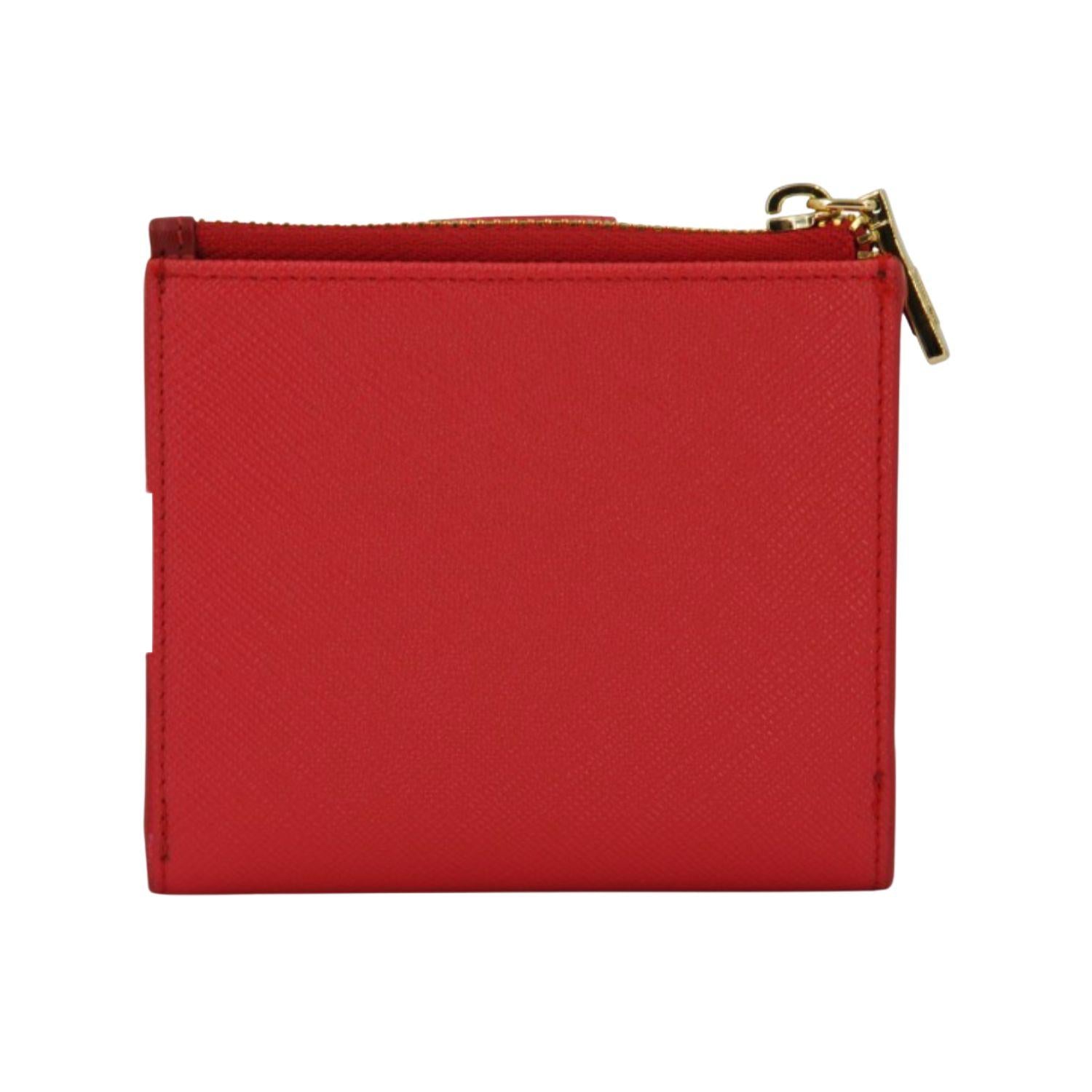 Alviero Martini - Portafoglio piccolo con bottone e zip, Rosso